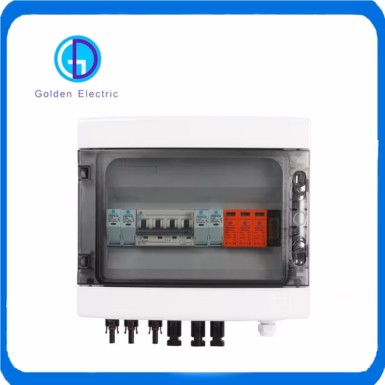 Caja combinadora de matriz solar PV4/1 4 en 1 hacia fuera 4 cuerdas 15A 1000V DC Caja de conexiones solares para sistema solar Caja de distribución impermeable IP65 con SPD y fusible
